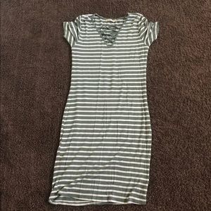 Green and white dress